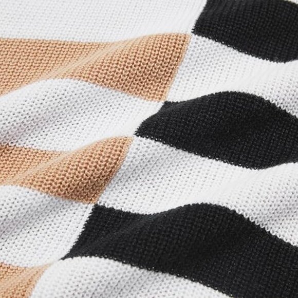 Womens Size M Short Sleeve Striped Dress Knitted Scoop Neck Color Block Casual - Picture 7 of 12